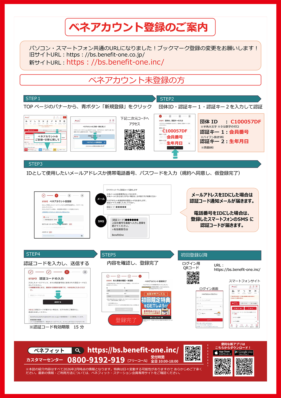 ベネアカウント登録のご案内