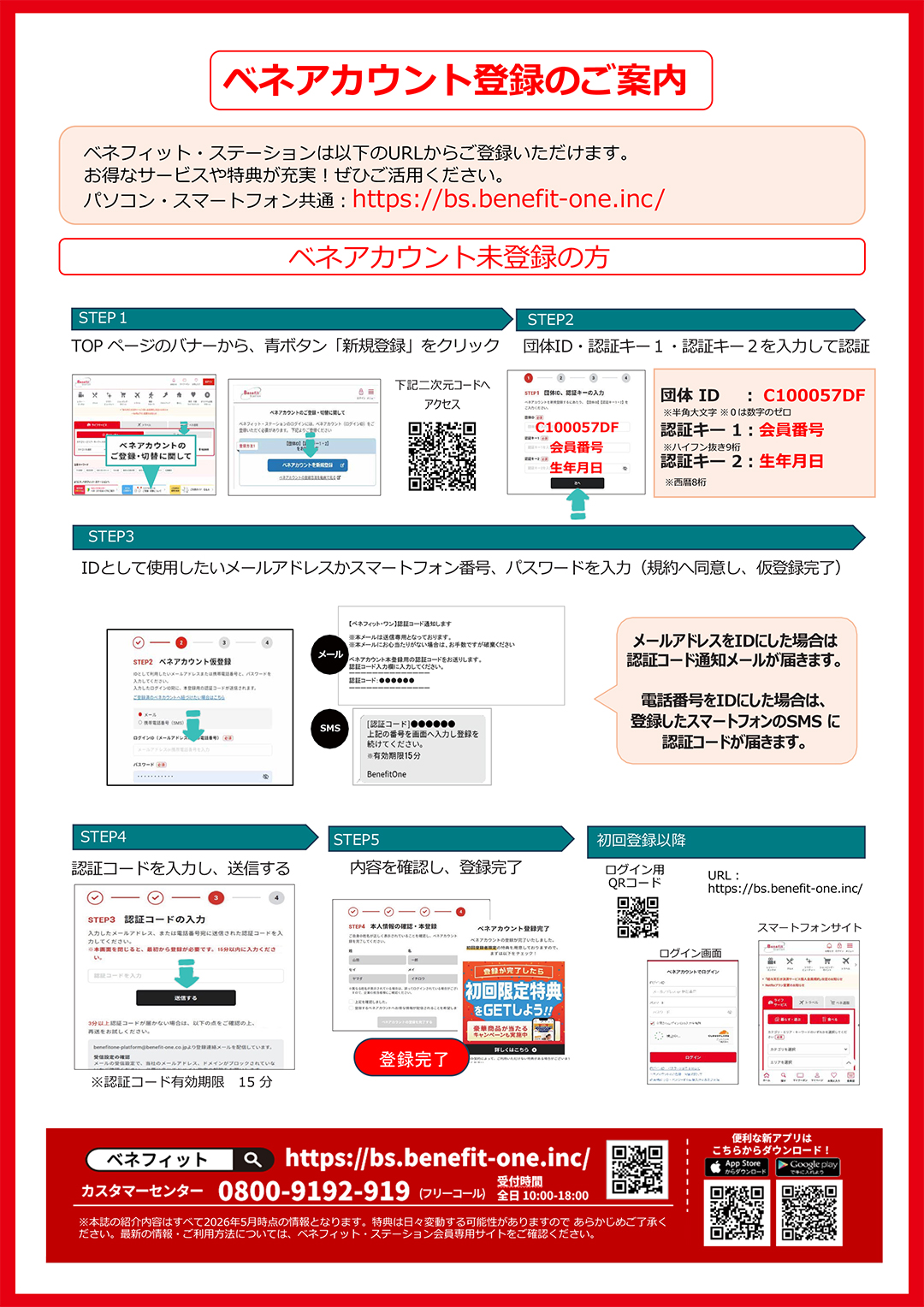 ベネアカウント登録のご案内